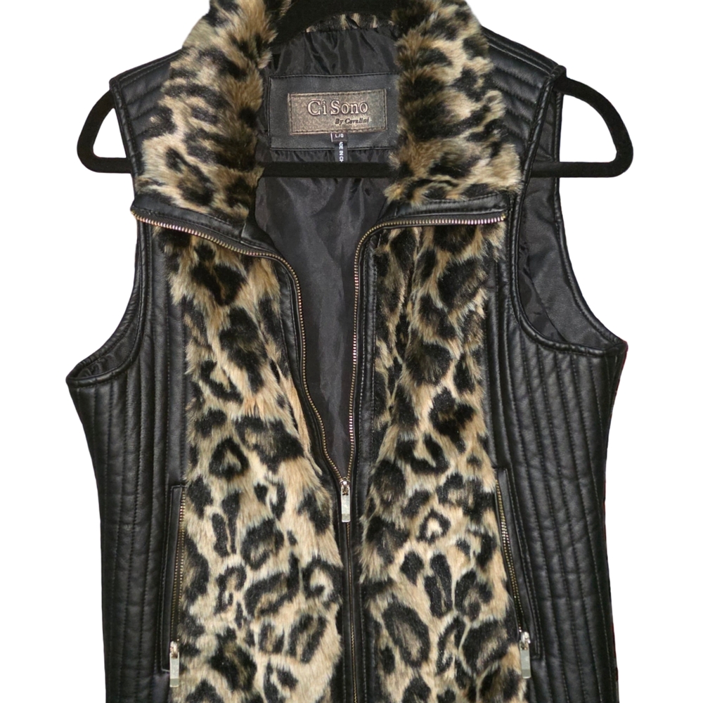 Black and Leopard Women's Vest